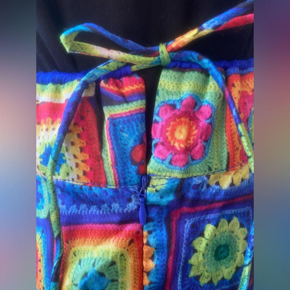 Patchwork Granny Square Print Full Lined Skirt - image 3